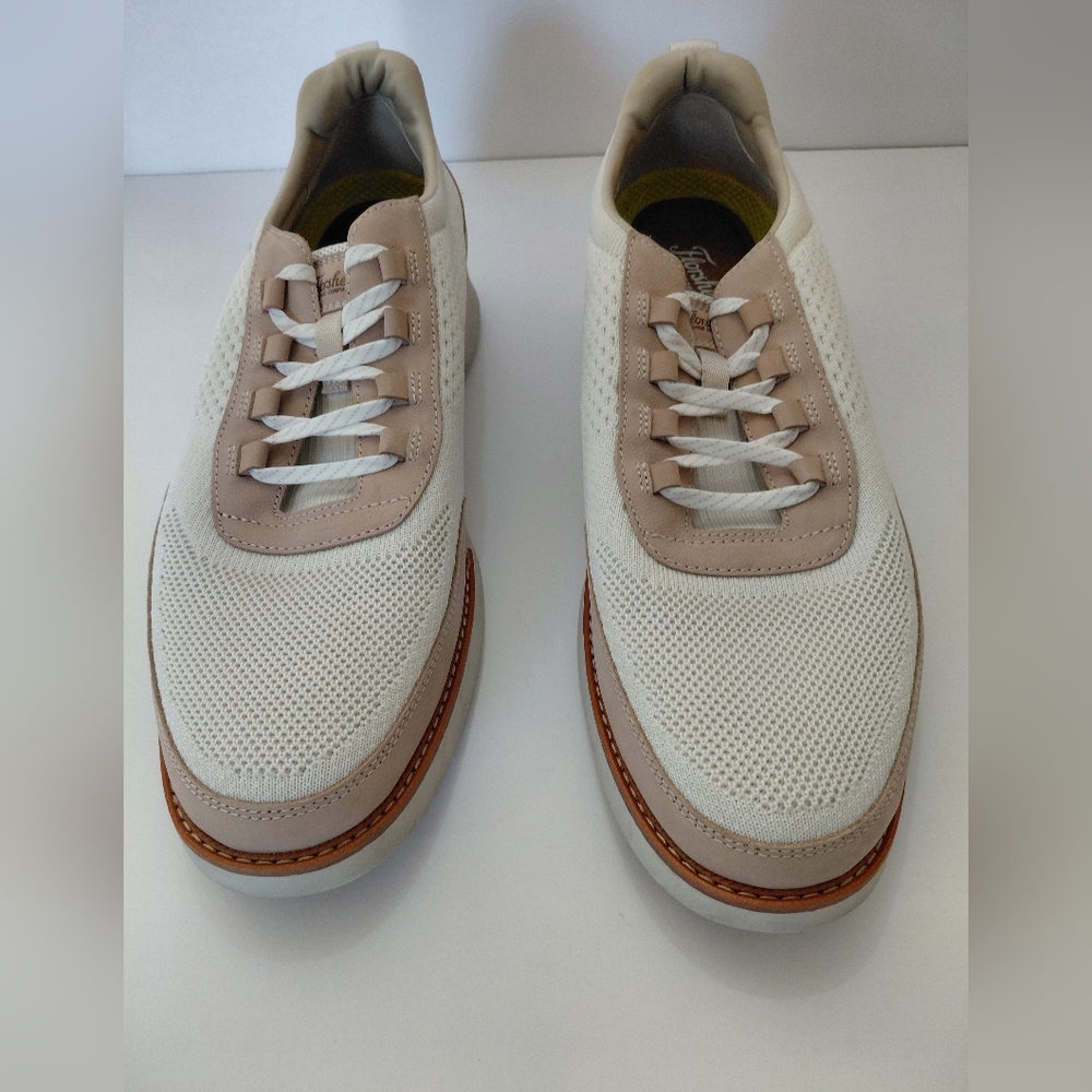 NEW Florsheim Men's 12 Knit Slip-On Sneaker‎ 14422-108 White Knit Tan Leather